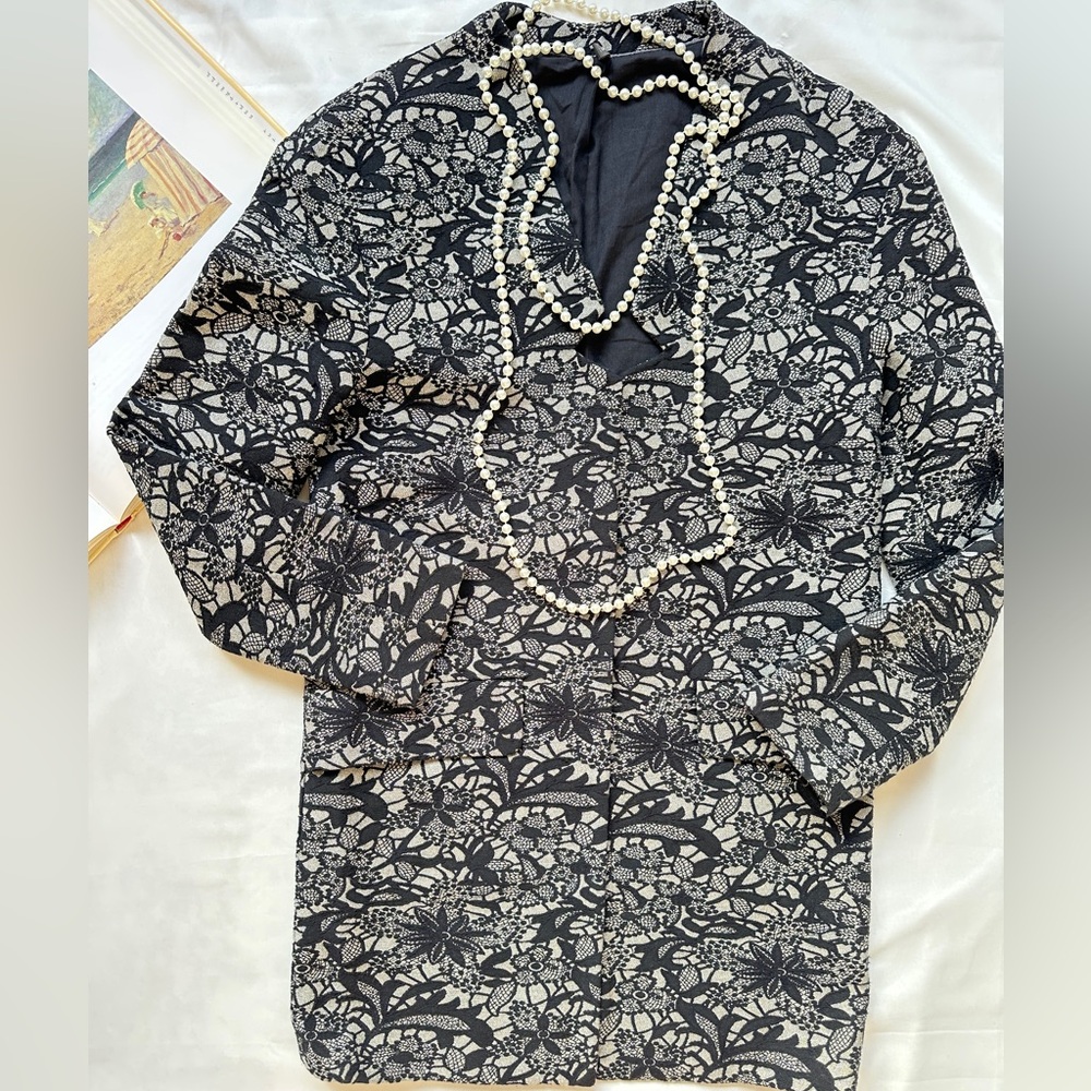 NAF NAF Black and White Floral Blazer